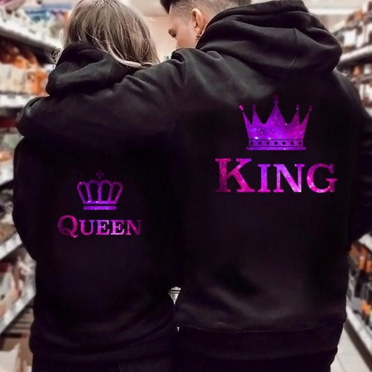 Sweat à capuche pour homme King et femme Queen imprimé Sweatshirt Lovers