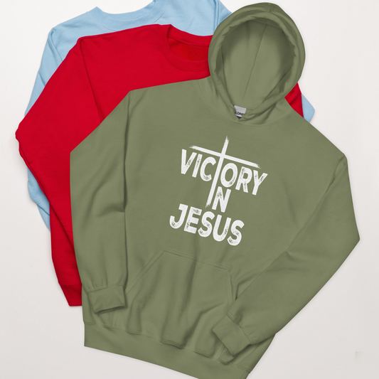 Sweat à capuche imprimé "Victory in Jésus" unisexe